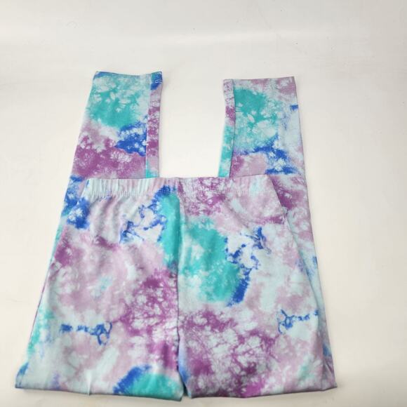 Cat & Jack Blue Tie Dye Leggings Girls Small 6/7 Cotton Stretch Casual - Picture 2 of 3